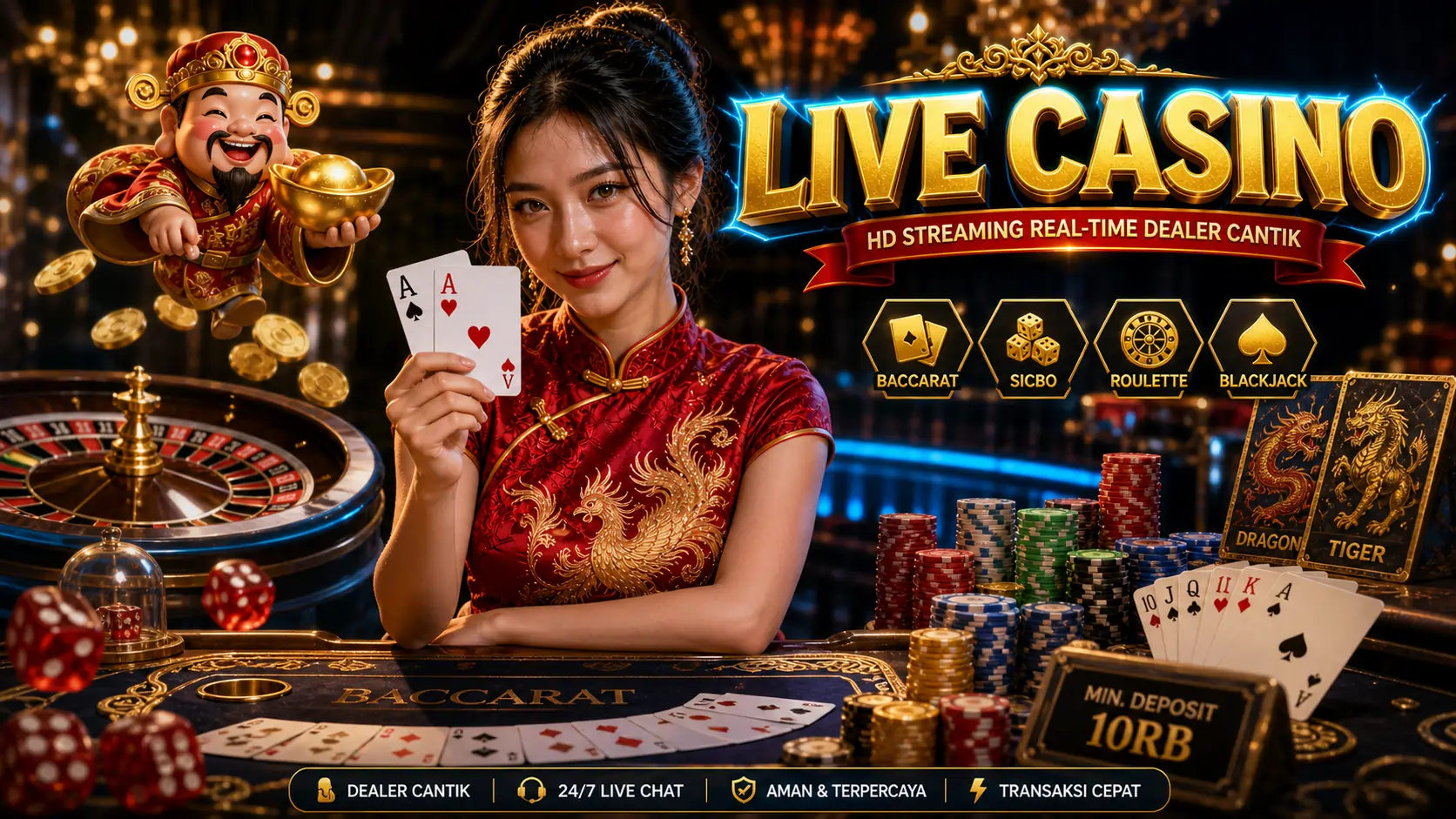 DewaHoki Live Casino - Baccarat, Roulette, Sicbo Dealer Cantik HD